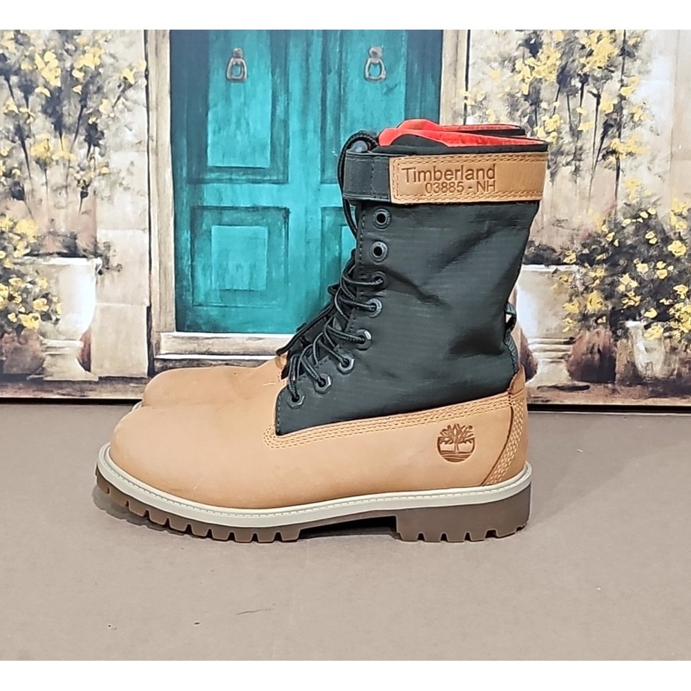 Timberland Boots Juniors Size 5 US PREMIUM 6" GAITER Boots Green Wheat Nubuck